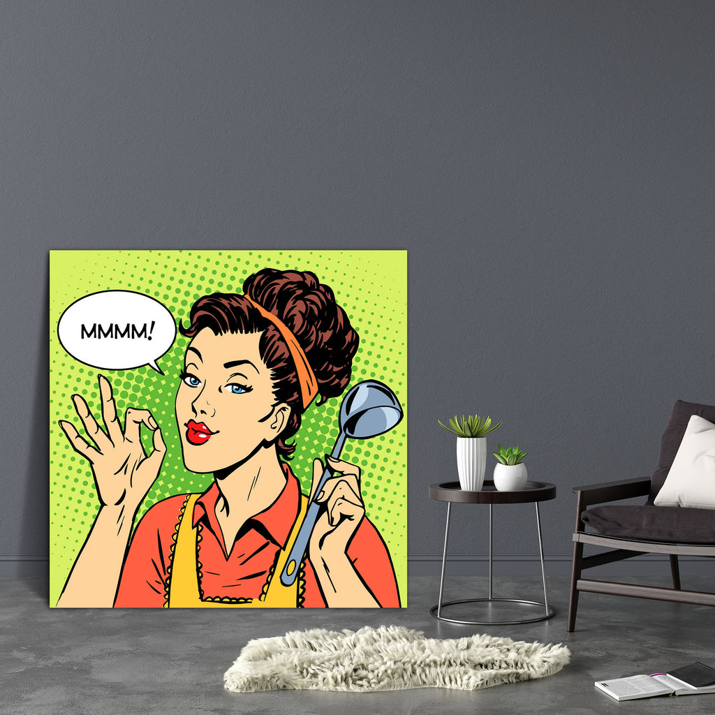 Tasty Dish Cooking Pop Art Canvas Painting Synthetic Frame-Paintings MDF Framing-AFF_FR-IC 5005201 IC 5005201, Adult, Ancient, Animated Cartoons, Art and Paintings, Beverage, Books, Caricature, Cartoons, Comics, Cuisine, Dots, Food, Food and Beverage, Food and Drink, Historical, Illustrations, Kitchen, Medieval, Modern Art, People, Pop Art, Retro, Vintage, tasty, dish, cooking, pop, art, canvas, painting, synthetic, frame, cartoon, woman, flavor, beauty, comic, book, dot, emotion, emotions, eyes, face, girl