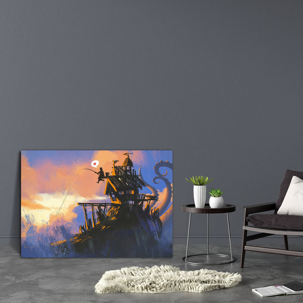 Fisherman On An Old House Canvas Painting Synthetic Frame-Paintings MDF Framing-AFF_FR-IC 5005204 IC 5005204, Abstract Expressionism, Abstracts, Animated Cartoons, Art and Paintings, Caricature, Cartoons, Hobbies, Illustrations, Paintings, Semi Abstract, Signs, Signs and Symbols, Sunsets, Watercolour, Wooden, fisherman, on, an, old, house, canvas, painting, synthetic, frame, abstract, acrylic, angler, art, artistic, artwork, background, beautiful, beauty, beer, big, cartoon, color, concept, cover, creature,