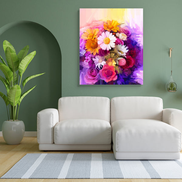 Still Life Of Yellow Red & Pink Color Flower D1 Canvas Painting Synthetic Frame-Paintings MDF Framing-AFF_FR-IC 5005238 IC 5005238, Abstract Expressionism, Abstracts, Art and Paintings, Botanical, Floral, Flowers, Illustrations, Modern Art, Nature, Paintings, Semi Abstract, Still Life, still, life, of, yellow, red, pink, color, flower, d1, canvas, painting, for, bedroom, living, room, engineered, wood, frame, oil, paint, bouquet, abstract, acrylic, art, artistic, artwork, background, bloom, blossom, bright,