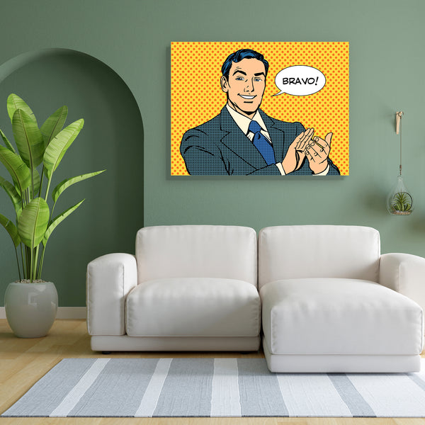 Man Applausing Canvas Painting Synthetic Frame-Paintings MDF Framing-AFF_FR-IC 5005279 IC 5005279, Ancient, Animated Cartoons, Art and Paintings, Books, Business, Caricature, Cartoons, Comics, Dots, Historical, Illustrations, Medieval, Modern Art, People, Pop Art, Retro, Vintage, man, applausing, canvas, painting, for, bedroom, living, room, engineered, wood, frame, success, applause, comic, pop, art, bravo, praise, men, cartoon, emotions, boss, feelings, and, book, manager, successful, emotion, approval, a