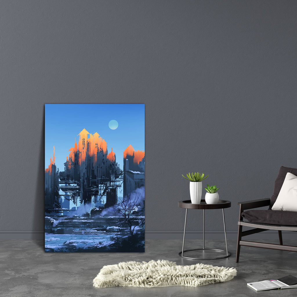 Abandoned Building At Sunset Canvas Painting Synthetic Frame - Paintings MDF Framing - ArtzFolio.com