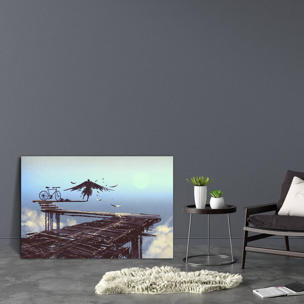 Man Becomes Bird Standing On End Of Line Canvas Painting Synthetic Frame-Paintings MDF Framing-AFF_FR-IC 5005288 IC 5005288, Abstract Expressionism, Abstracts, Art and Paintings, Birds, Illustrations, Paintings, Semi Abstract, Signs, Signs and Symbols, Watercolour, man, becomes, bird, standing, on, end, of, line, canvas, painting, synthetic, frame, abstract, acrylic, art, artistic, artwork, background, beautiful, beauty, bicycle, blue, brave, breakthrough, bridge, change, color, concept, conquer, courage, d