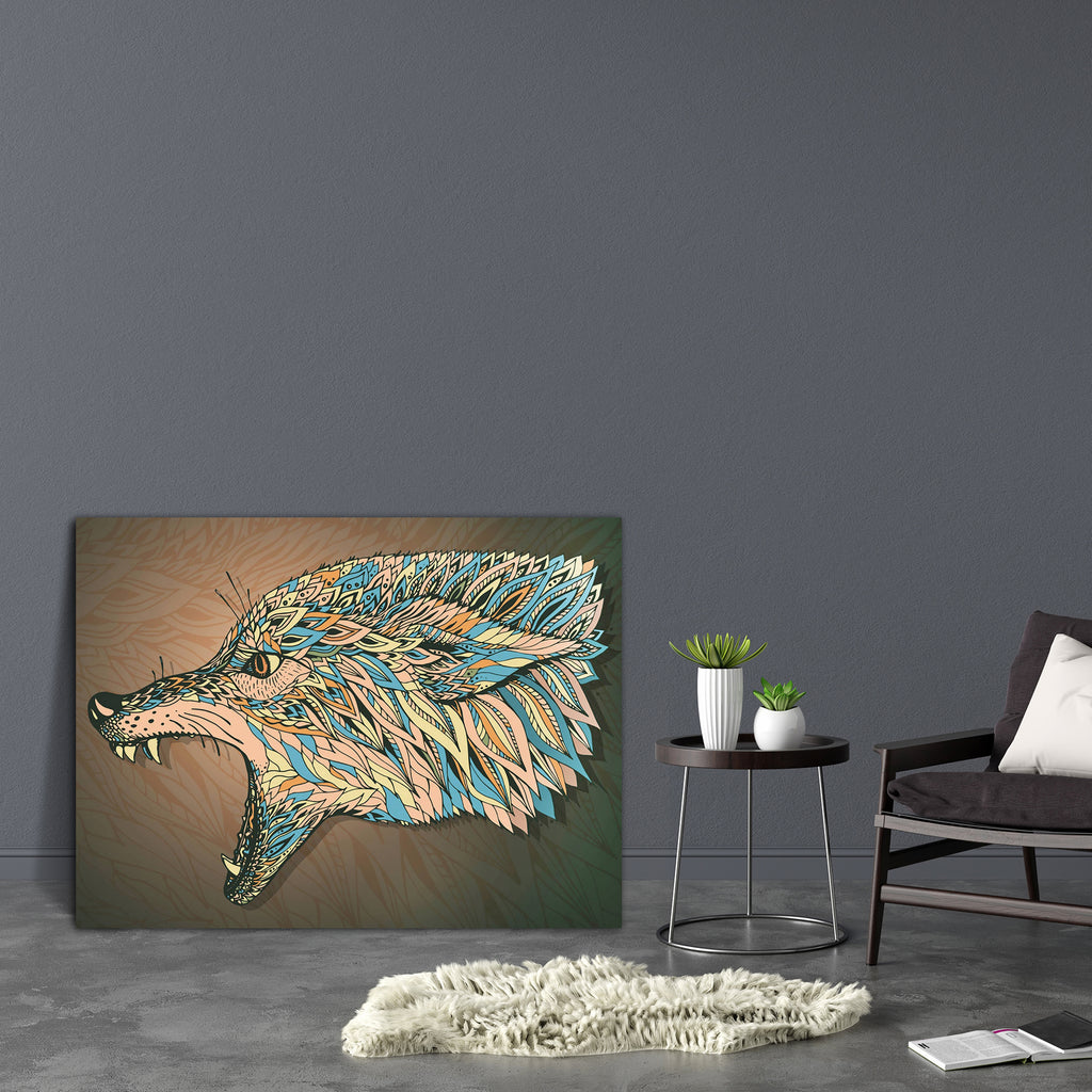 Tribal Ethnic Wolf Head Canvas Painting Synthetic Frame-Paintings MDF Framing-AFF_FR-IC 5005305 IC 5005305, Abstract Expressionism, Abstracts, Animals, Art and Paintings, Culture, Decorative, Digital, Digital Art, Drawing, Ethnic, Graphic, Illustrations, Indian, Individuals, Nature, Paintings, Patterns, Portraits, Scenic, Semi Abstract, Signs, Signs and Symbols, Sketches, Spiritual, Symbols, Traditional, Tribal, Wildlife, World Culture, wolf, head, canvas, painting, synthetic, frame, animal, art, background