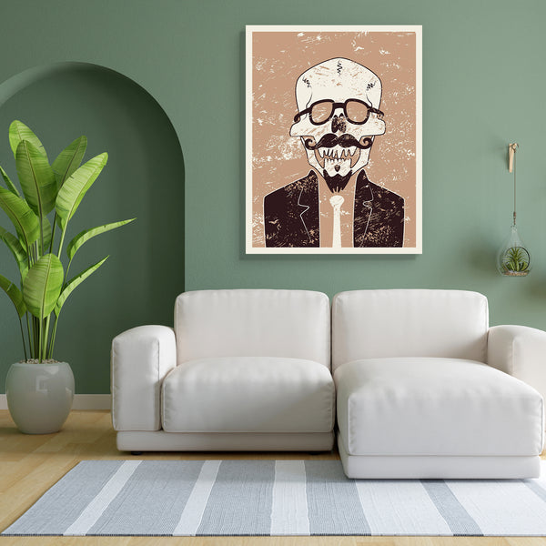 Skull Hipster With Mustache & Beard Canvas Painting Synthetic Frame-Paintings MDF Framing-AFF_FR-IC 5005308 IC 5005308, Abstract Expressionism, Abstracts, Ancient, Animated Cartoons, Caricature, Cartoons, Comedy, Decorative, Digital, Digital Art, Drawing, Fashion, Graphic, Hipster, Historical, Humor, Humour, Illustrations, Medieval, Retro, Semi Abstract, Signs, Signs and Symbols, Sketches, Symbols, Typography, Vintage, skull, with, mustache, beard, canvas, painting, for, bedroom, living, room, engineered, w