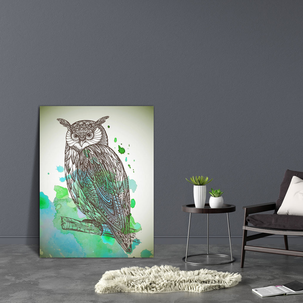 Wild Totem Animal Canvas Painting Synthetic Frame-Paintings MDF Framing-AFF_FR-IC 5005311 IC 5005311, Animals, Art and Paintings, Aztec, Birds, Black, Black and White, Culture, Decorative, Digital, Digital Art, Drawing, Ethnic, Graphic, Illustrations, Modern Art, Nature, Patterns, Scenic, Signs, Signs and Symbols, Sketches, Symbols, Traditional, Tribal, Watercolour, White, Wildlife, World Culture, wild, totem, animal, canvas, painting, synthetic, frame, owl, art, bird, branch, character, creative, cute, dec