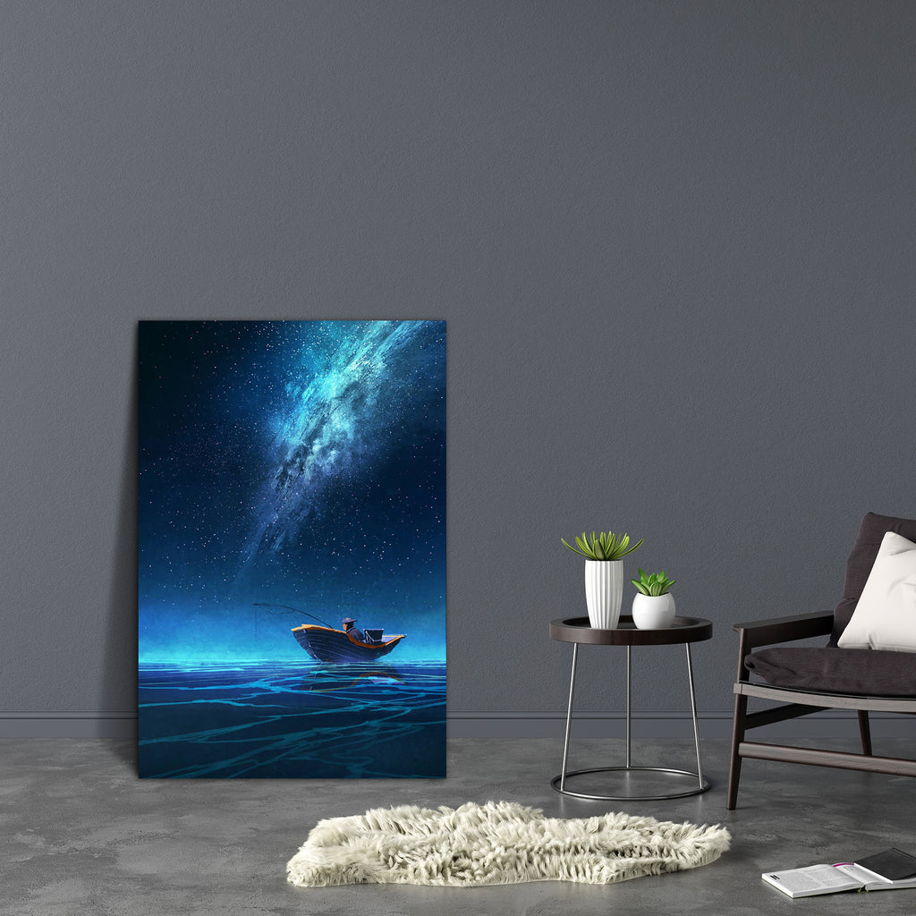 Fisherman In A Boat Canvas Painting Synthetic Frame-Paintings MDF Framing-AFF_FR-IC 5005317 IC 5005317, Art and Paintings, Boats, Illustrations, Landscapes, Nature, Nautical, Paintings, Scenic, Signs, Signs and Symbols, Space, Stars, Watercolour, fisherman, in, a, boat, canvas, painting, synthetic, frame, oil, sea, ocean, acrylic, calm, alone, art, artistic, artwork, background, beautiful, blue, color, concept, design, fishing, illustration, lake, landscape, light, milky, way, nebula, night, outdoor, person