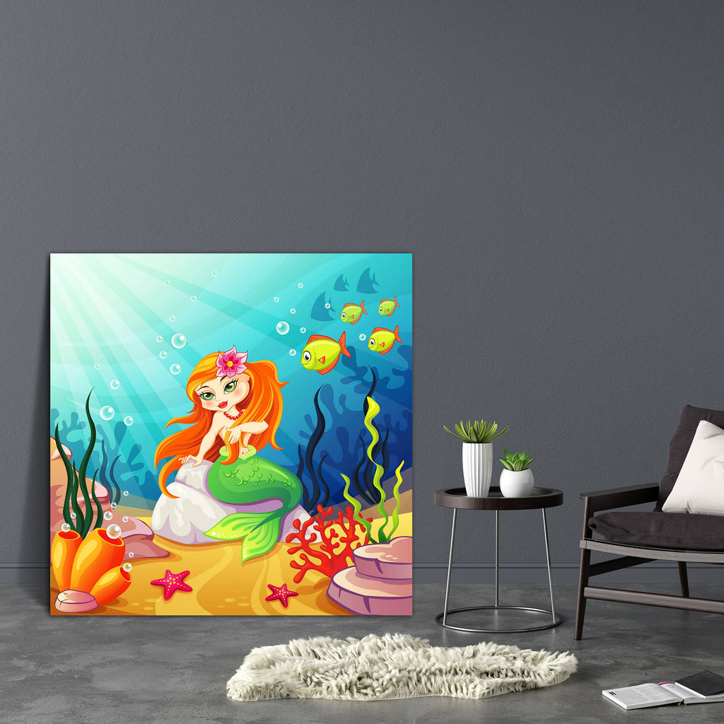 Underwater Mermaid World Canvas Painting Synthetic Frame-Paintings MDF Framing-AFF_FR-IC 5005340 IC 5005340, Baby, Children, Fantasy, Kids, Marble and Stone, Mermaid, underwater, world, canvas, painting, synthetic, frame, algae, anemone, aquarium, beautiful, bubbles, character, childrens, coral, cute, discovery, fairy, female, fish, marine, ocean, princess, sea, seaweed, shell, siren, starfish, stone, swimming, tale, water, wet, woman, artzfolio, wall decor for living room, wall frames for living room, fram