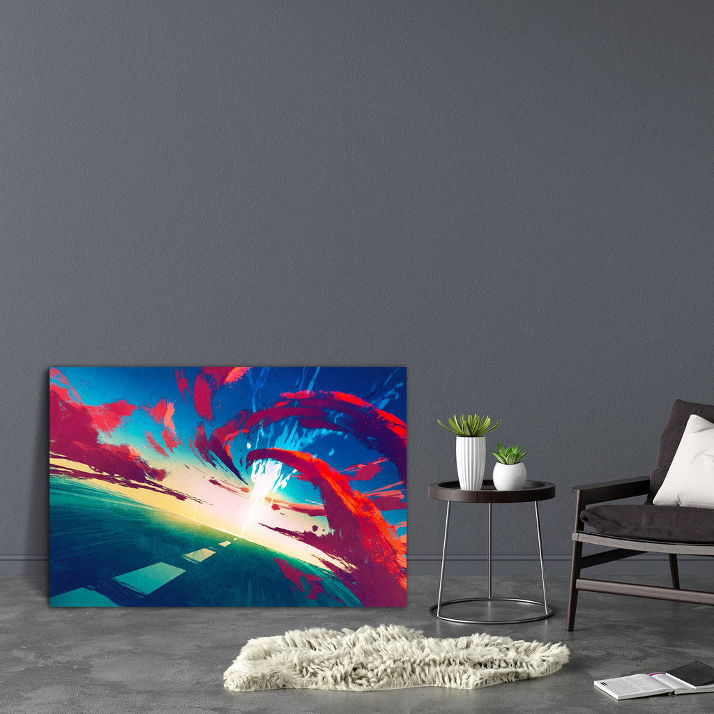 Road With Lightning & Red Storm Canvas Painting Synthetic Frame-Paintings MDF Framing-AFF_FR-IC 5005348 IC 5005348, Art and Paintings, Illustrations, Nature, Paintings, Perspective, Scenic, Signs, Signs and Symbols, Watercolour, road, with, lightning, red, storm, canvas, painting, synthetic, frame, speed, thunder, acrylic, art, artistic, artwork, asphalt, beautiful, clouds, color, colorful, concept, design, dynamic, energy, illustration, light, motion, movement, oil, powerful, race, sky, style, thunderstorm