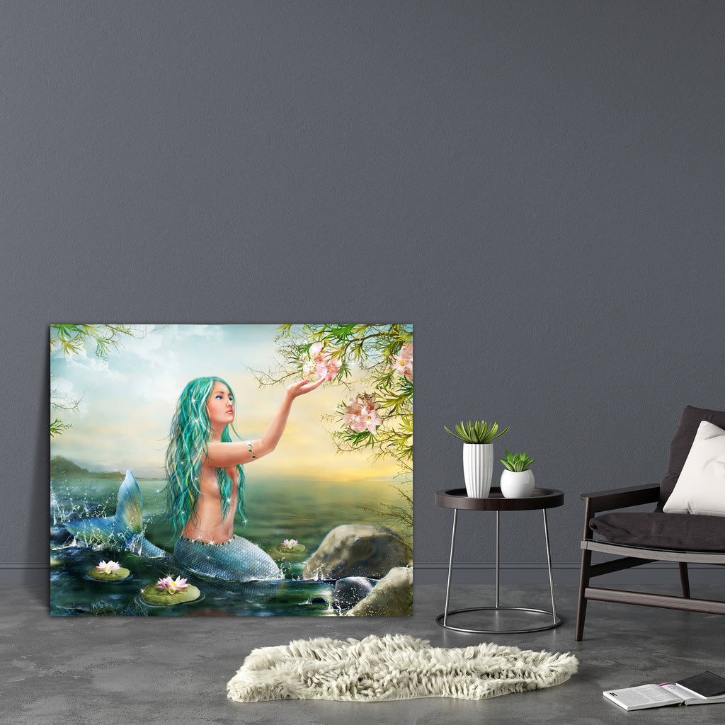 Mermaid With Flowers Canvas Painting Synthetic Frame-Paintings MDF Framing-AFF_FR-IC 5005368 IC 5005368, Mermaid, Sunsets, with, flowers, canvas, painting, synthetic, frame, sunset, green, hair, lilies, artzfolio, wall decor for living room, wall frames for living room, frames for living room, wall art, canvas painting, wall frame, scenery, panting, paintings for living room, framed wall art, wall painting, scenery painting, framed wall painting, scenery for wall with frames, wall art for living room stylis