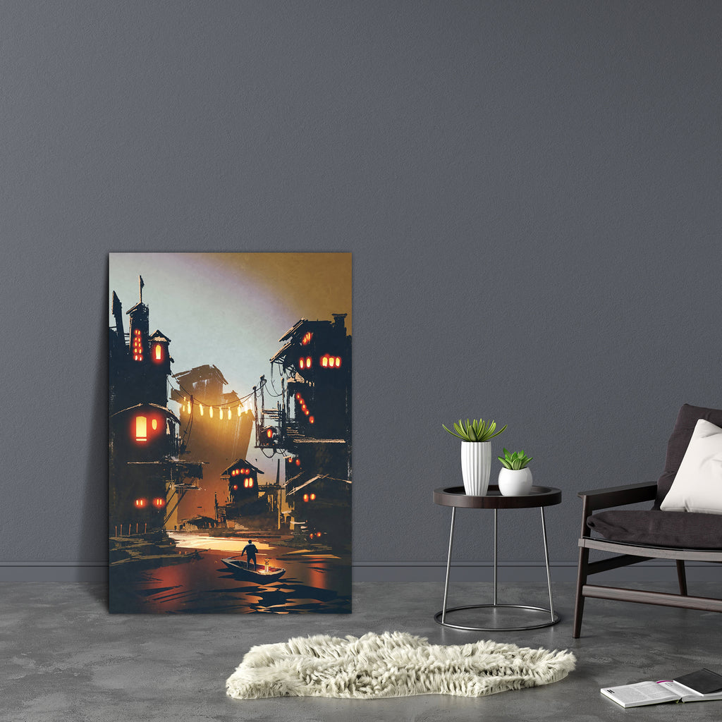 Man Stands On Boat Canvas Painting Synthetic Frame-Paintings MDF Framing-AFF_FR-IC 5005376 IC 5005376, Ancient, Architecture, Art and Paintings, Black, Black and White, Boats, Fantasy, Historical, Illustrations, Landscapes, Medieval, Nature, Nautical, Paintings, Scenic, Signs, Signs and Symbols, Vintage, Watercolour, man, stands, on, boat, canvas, painting, synthetic, frame, landscape, art, oil, acrylic, artistic, artwork, beautiful, building, castle, color, concept, dark, design, dramatic, evening, horror,