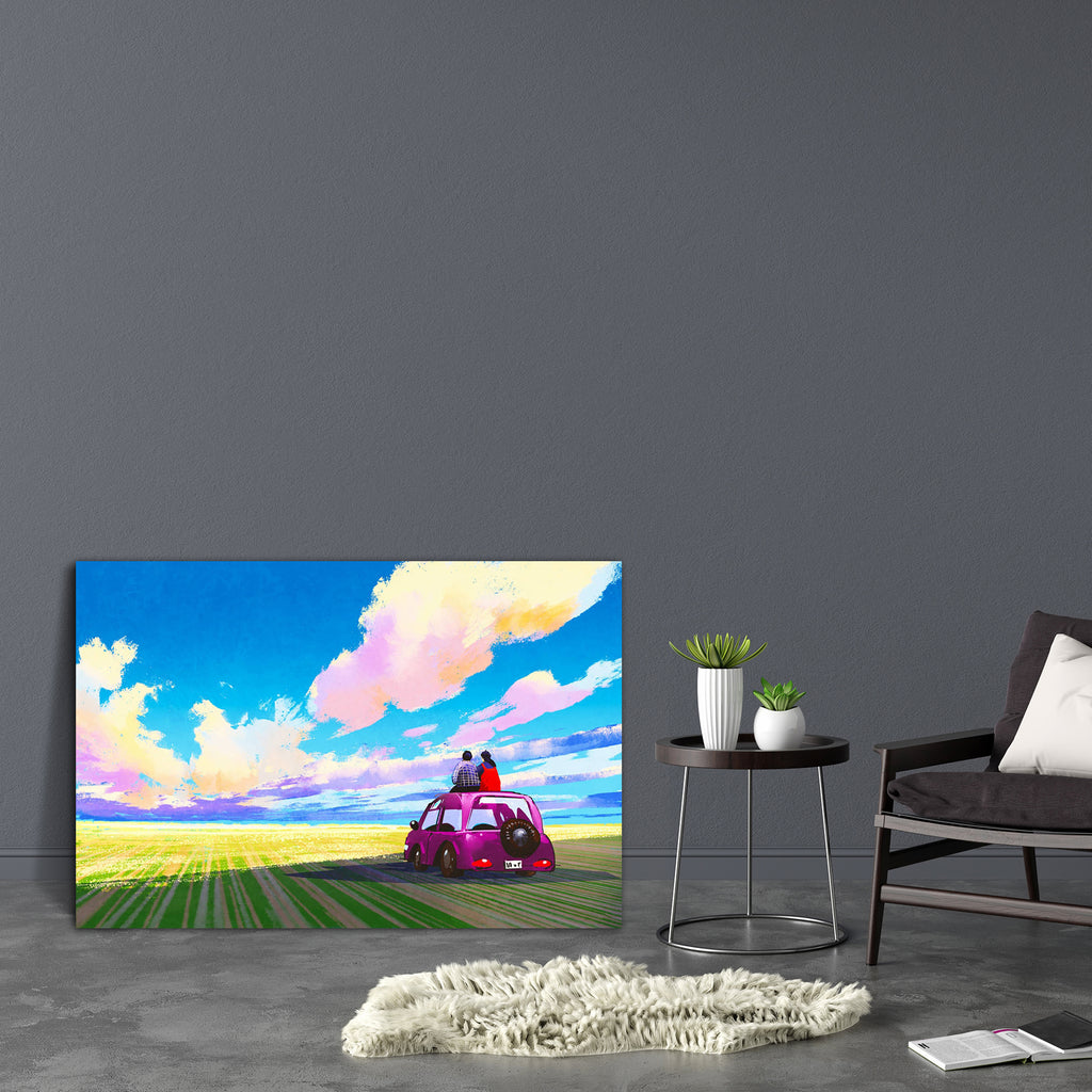 Couple Sitting On Car Canvas Painting Synthetic Frame-Paintings MDF Framing-AFF_FR-IC 5005381 IC 5005381, Art and Paintings, Cars, Illustrations, Landscapes, Love, Nature, Paintings, People, Romance, Scenic, Signs, Signs and Symbols, Watercolour, couple, sitting, on, car, canvas, painting, synthetic, frame, oil, landscape, watercolor, acrylic, art, artistic, artwork, beautiful, blue, cheerful, clouds, color, colorful, concept, cute, design, dramatic, field, friendship, happiness, happy, honeymoon, illustrat