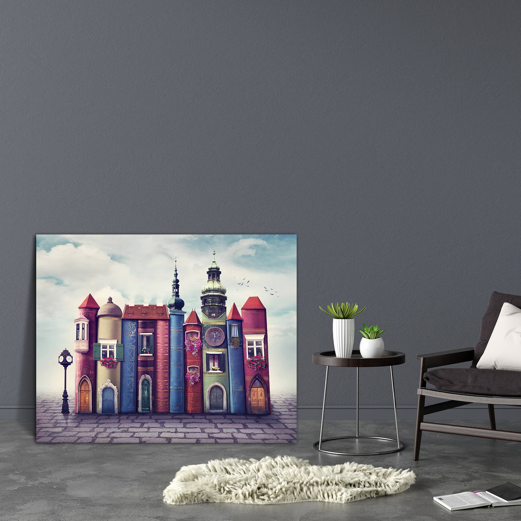 Magic City With Old Books Canvas Painting Synthetic Frame-Paintings MDF Framing-AFF_FR-IC 5005385 IC 5005385, Ancient, Books, Calligraphy, Cities, City Views, Collages, Education, Fantasy, Historical, Landscapes, Medieval, Scenic, Schools, Signs, Signs and Symbols, Skylines, Surrealism, Symbols, Universities, Vintage, magic, city, with, old, canvas, painting, synthetic, frame, dream, surreal, literature, imagination, fairy, tale, tales, book, landscape, dreams, blue, brown, building, collage, concept, door,