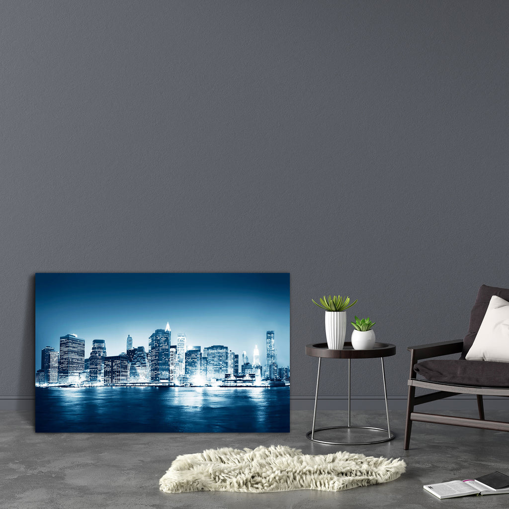 Night New York Canvas Painting Synthetic Frame-Paintings MDF Framing-AFF_FR-IC 5005386 IC 5005386, American, Architecture, Automobiles, Cities, City Views, God Ram, Hinduism, Landmarks, Landscapes, Nature, Panorama, Places, Scenic, Skylines, Transportation, Travel, Vehicles, night, new, york, canvas, painting, synthetic, frame, city, background, skyline, lights, modern, light, skyscrapers, landscape, view, at, blue, building, life, cityscape, construction, contemporary, destinations, downtown, district, emp