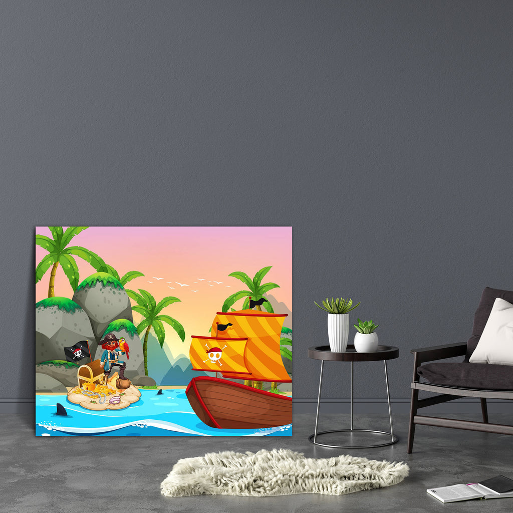 Ocean Scene With Pirate & Treassure Canvas Painting Synthetic Frame-Paintings MDF Framing-AFF_FR-IC 5005387 IC 5005387, Art and Paintings, Birds, Boats, Digital, Digital Art, Drawing, Graphic, Illustrations, Landscapes, Nature, Nautical, Scenic, ocean, scene, with, pirate, treassure, canvas, painting, synthetic, frame, adventure, art, background, bird, boat, character, chest, clip, clipart, environment, gold, illustration, image, landscape, marine, outdoor, outside, parrot, picture, sail, scenery, sea, ship