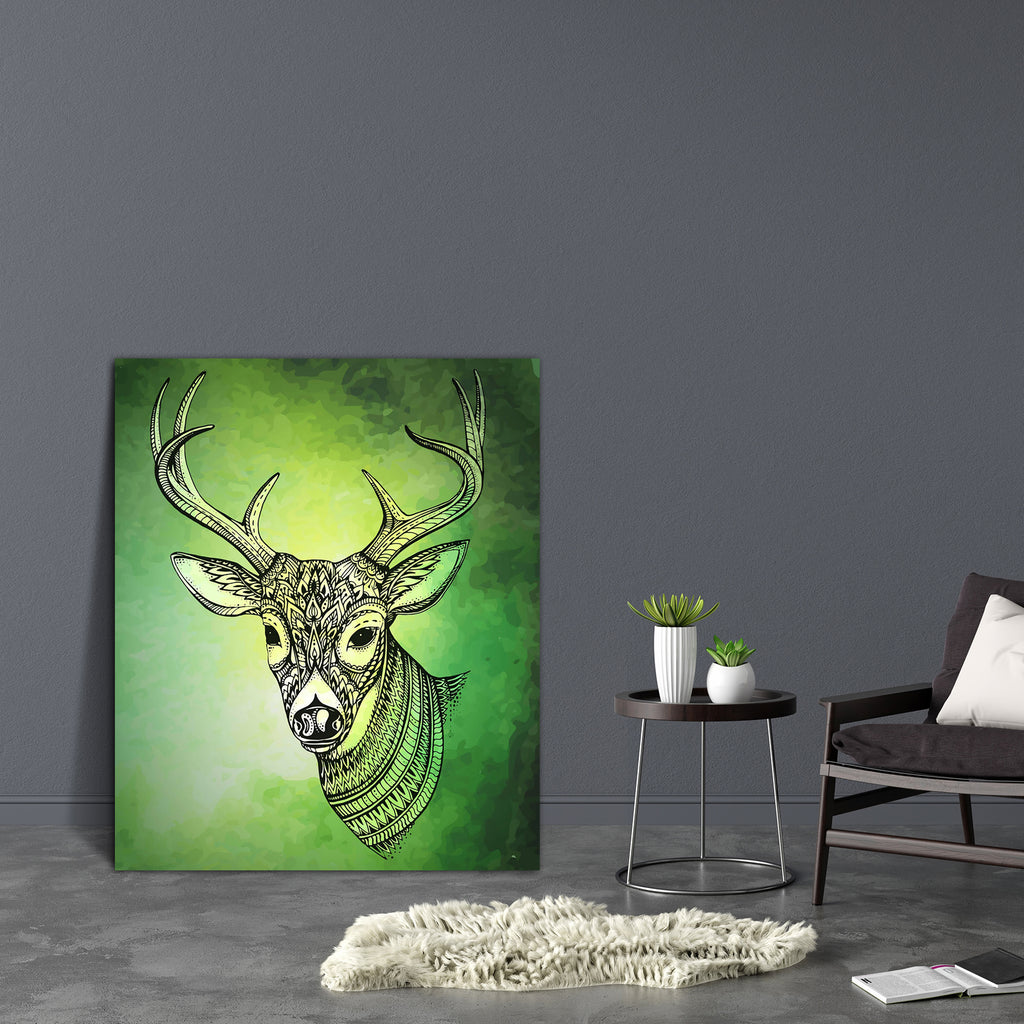 Horned Deer Canvas Painting Synthetic Frame-Paintings MDF Framing-AFF_FR-IC 5005391 IC 5005391, Animals, Art and Paintings, Birds, Christianity, Culture, Digital, Digital Art, Drawing, Ethnic, Graphic, Hand Drawn, Illustrations, Individuals, Nature, Portraits, Scenic, Signs, Signs and Symbols, Symbols, Traditional, Tribal, Watercolour, Wildlife, World Culture, horned, deer, canvas, painting, synthetic, frame, animal, antler, art, beast, beautiful, buck, christmas, decoration, design, doodle, draw, elegant, 