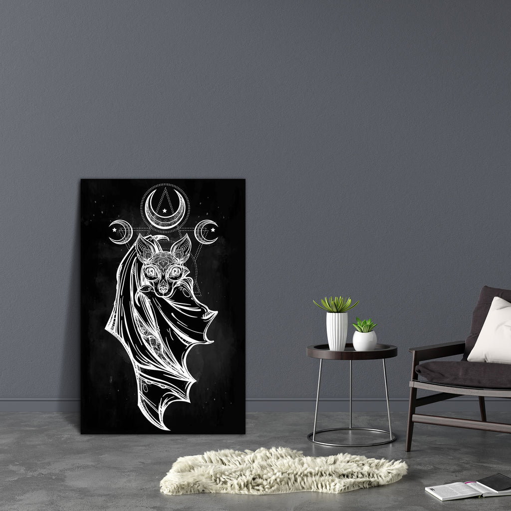 Ornate Nocturnal Bat With Moon Canvas Painting Synthetic Frame-Paintings MDF Framing-AFF_FR-IC 5005403 IC 5005403, Ancient, Art and Paintings, Historical, Illustrations, Medieval, Signs, Signs and Symbols, Vintage, ornate, nocturnal, bat, with, moon, canvas, painting, synthetic, frame, moons, design, tattoo, art, isolated, vector, illustration, trendy, style, element, artzfolio, wall decor for living room, wall frames for living room, frames for living room, wall art, canvas painting, wall frame, scenery, p