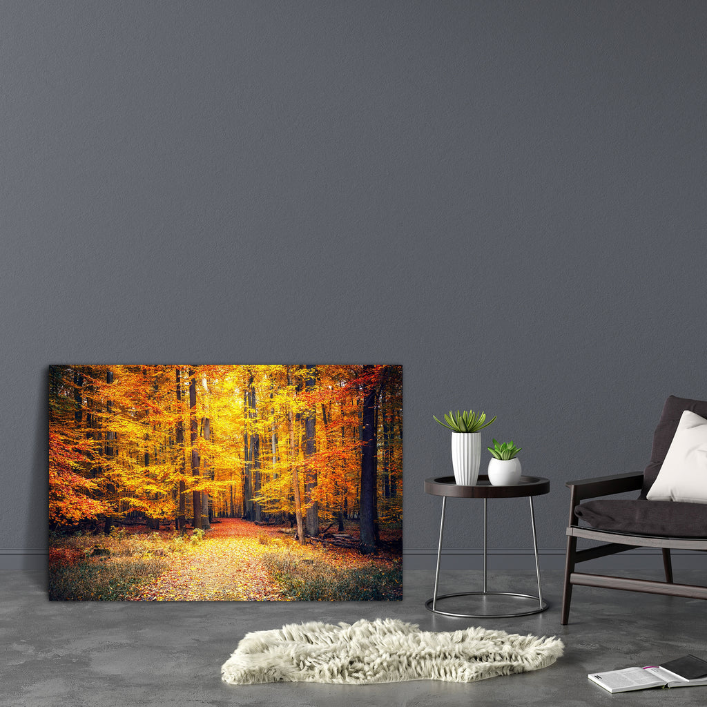 Pathway In The Autumn Park Canvas Painting Synthetic Frame-Paintings MDF Framing-AFF_FR-IC 5005412 IC 5005412, Landscapes, Nature, Rural, Scenic, Seasons, Wooden, pathway, in, the, autumn, park, canvas, painting, synthetic, frame, forest, fall, woods, landscape, jungle, colors, foliage, road, tree, trees, season, forests, beautiful, beauty, bright, brown, color, colorful, environment, fresh, golden, green, leaves, light, natural, orange, outdoors, plant, red, scenics, sunlight, vibrant, wild, yellow, artzfo