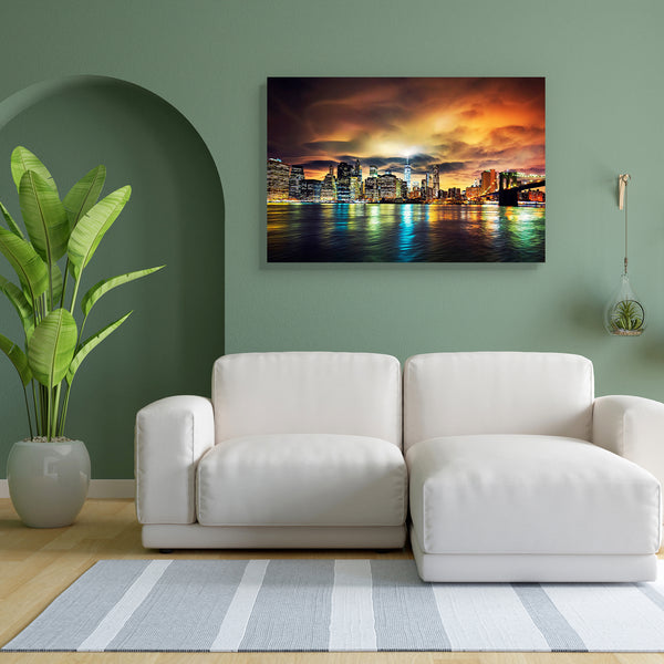 Manhattan At Sunset, New York City, USA D2 Canvas Painting Synthetic Frame-Paintings MDF Framing-AFF_FR-IC 5005414 IC 5005414, American, Architecture, Automobiles, Cities, City Views, Landmarks, Landscapes, Places, Scenic, Skylines, Sunsets, Transportation, Travel, Urban, Vehicles, manhattan, at, sunset, new, york, city, usa, d2, canvas, painting, for, bedroom, living, room, engineered, wood, frame, skyline, night, lights, light, nyc, america, blue, bright, brooklyn, building, cityscape, cloud, dark, downto