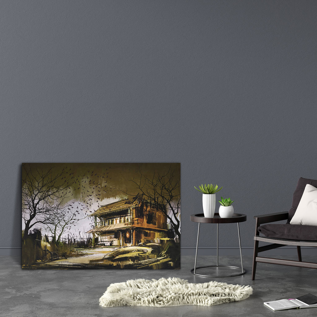 Old Abandoned House Canvas Painting Synthetic Frame-Paintings MDF Framing-AFF_FR-IC 5005425 IC 5005425, Ancient, Architecture, Art and Paintings, Historical, Illustrations, Landscapes, Medieval, Nature, Paintings, Rural, Scenic, Signs, Signs and Symbols, Vintage, Watercolour, Wooden, old, abandoned, house, canvas, painting, synthetic, frame, haunted, horror, oil, watercolor, acrylic, spooky, art, artistic, artwork, background, bare, tree, beautiful, building, color, concept, damaged, dark, design, distresse