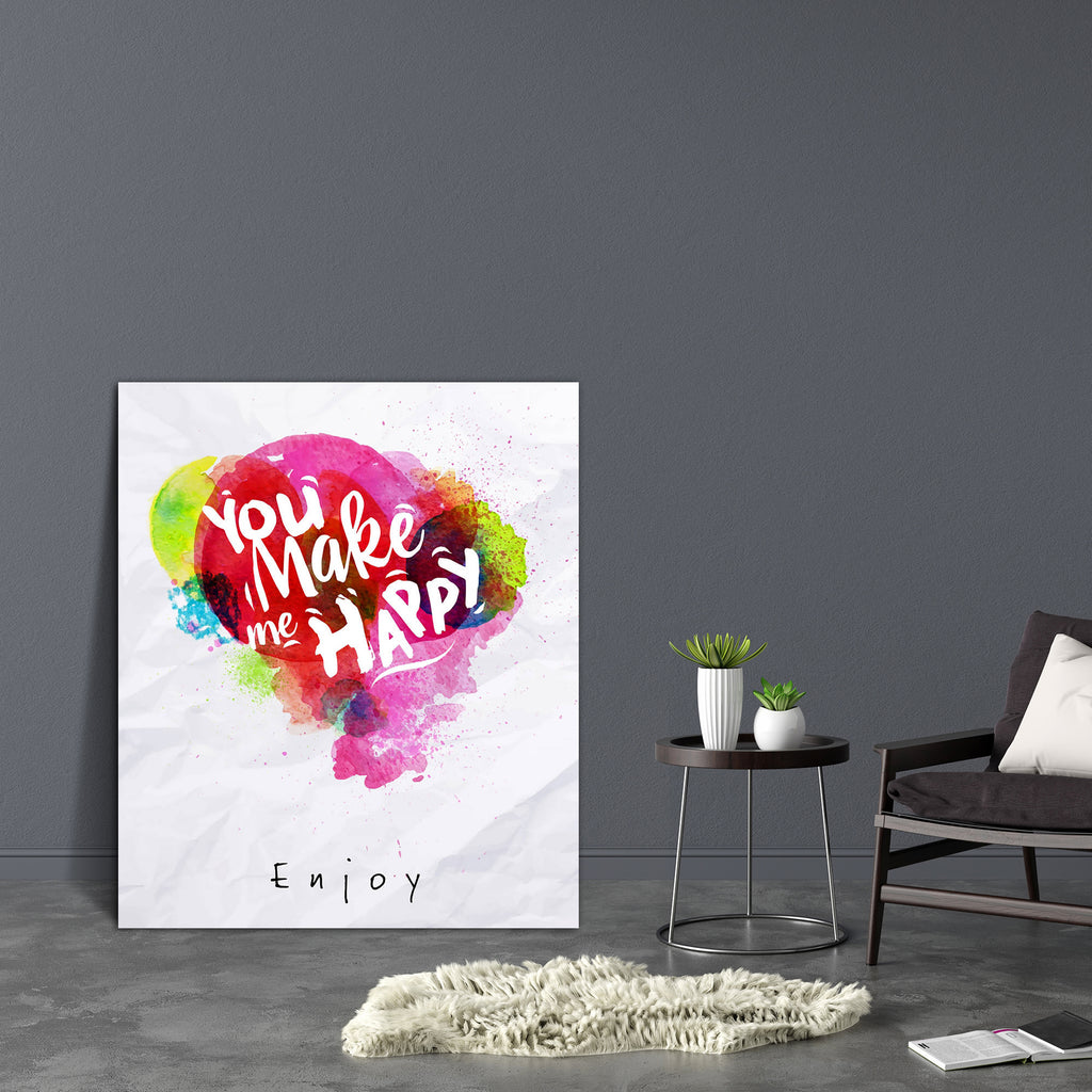 You Make Me Happy Canvas Painting Synthetic Frame-Paintings MDF Framing-AFF_FR-IC 5005430 IC 5005430, Abstract Expressionism, Abstracts, Art and Paintings, Calligraphy, Circle, Decorative, Digital, Digital Art, Drawing, Graphic, Illustrations, Modern Art, Quotes, Semi Abstract, Signs, Signs and Symbols, Splatter, Text, Typography, Watercolour, you, make, me, happy, canvas, painting, synthetic, frame, abstract, art, artistic, backdrop, background, banner, blue, bright, brush, calligraphic, card, color, creat