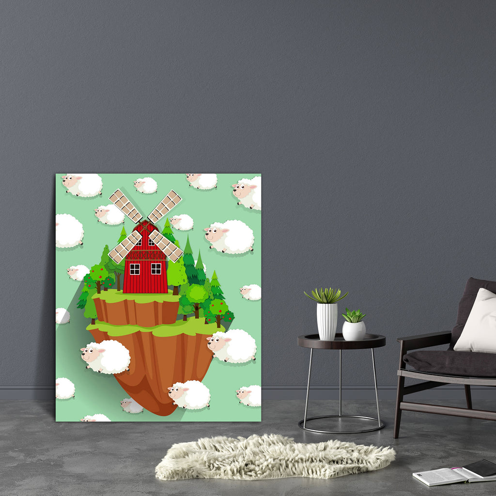 Windmill On The Farmland & Sheep Canvas Painting Synthetic Frame-Paintings MDF Framing-AFF_FR-IC 5005435 IC 5005435, Animals, Art and Paintings, Digital, Digital Art, Drawing, Graphic, Illustrations, Nature, Rural, Scenic, Tropical, Wildlife, windmill, on, the, farmland, sheep, canvas, painting, synthetic, frame, animal, art, background, barn, building, carnivorous, clip, clipart, countryside, creature, exotic, farm, farmhouse, field, forest, grass, green, illustration, image, land, living, mammal, picture,