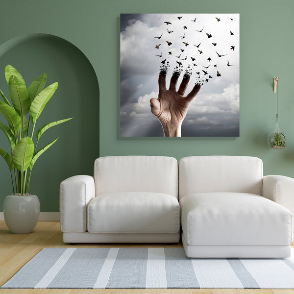 Flying Birds D2 Canvas Painting Synthetic Frame-Paintings MDF Framing-AFF_FR-IC 5005450 IC 5005450, Birds, Conceptual, Inspirational, Motivation, Motivational, Signs and Symbols, Spiritual, Surrealism, Symbols, flying, d2, canvas, painting, for, bedroom, living, room, engineered, wood, frame, freedom, death, hope, transformation, life, sunlight, bird, faith, concept, tree, of, psyche, dead, spirituality, ascension, away, beauty, belief, change, communication, creative, creativity, glowing, hand, heaven, hum