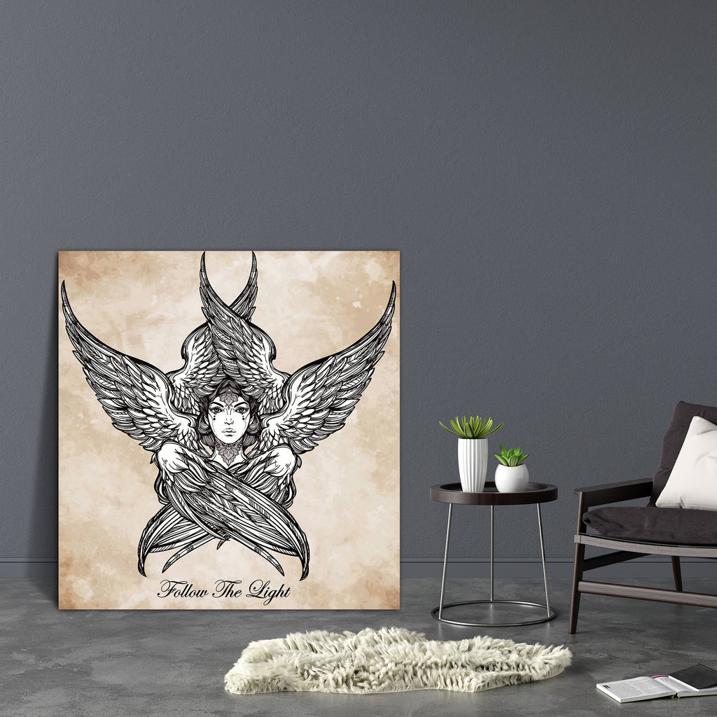 Six Winged Angel Canvas Painting Synthetic Frame-Paintings MDF Framing-AFF_FR-IC 5005459 IC 5005459, Art and Paintings, Birds, Culture, Ethnic, Folk Art, Illustrations, Religion, Religious, Spiritual, Traditional, Tribal, World Culture, six, winged, angel, canvas, painting, synthetic, frame, hand, drawn, romantic, alchemy, spirituality, occult, magic, tattoo, art, isolated, vector, illustration, biblical, seraphim, deity, slavonic, folk, sirin, alkonost, bird, paradise, artzfolio, wall decor for living room