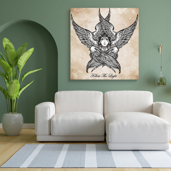 Six Winged Angel Canvas Painting Synthetic Frame-Paintings MDF Framing-AFF_FR-IC 5005459 IC 5005459, Art and Paintings, Birds, Culture, Ethnic, Folk Art, Illustrations, Religion, Religious, Spiritual, Traditional, Tribal, World Culture, six, winged, angel, canvas, painting, for, bedroom, living, room, engineered, wood, frame, hand, drawn, romantic, alchemy, spirituality, occult, magic, tattoo, art, isolated, vector, illustration, biblical, seraphim, deity, slavonic, folk, sirin, alkonost, bird, paradise, ar