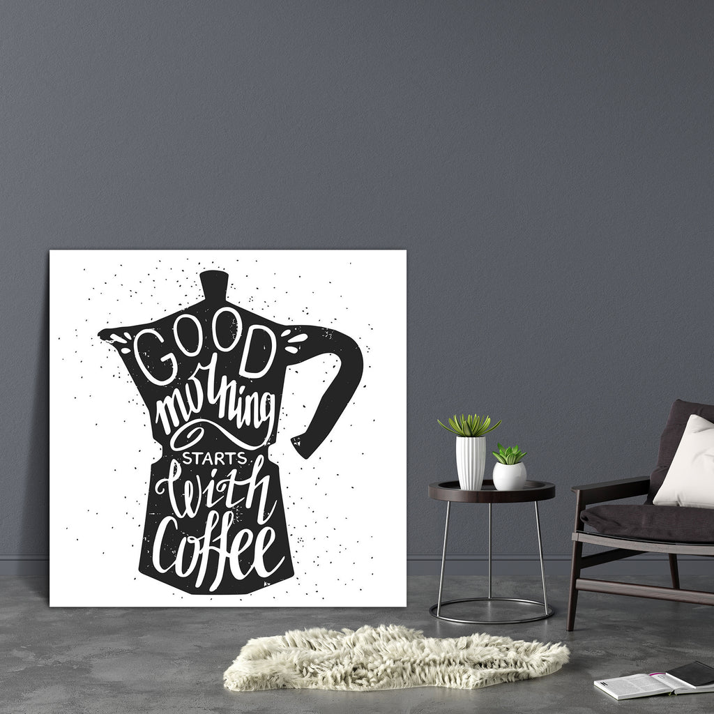 Good Morning Starts With Coffee Canvas Painting Synthetic Frame-Paintings MDF Framing-AFF_FR-IC 5005460 IC 5005460, Abstract Expressionism, Abstracts, Ancient, Art and Paintings, Black, Black and White, Calligraphy, Decorative, Digital, Digital Art, Graphic, Historical, Illustrations, Inspirational, Medieval, Motivation, Motivational, Quotes, Semi Abstract, Signs, Signs and Symbols, Text, Typography, Vintage, good, morning, starts, with, coffee, canvas, painting, synthetic, frame, maker, poster, abstract, a