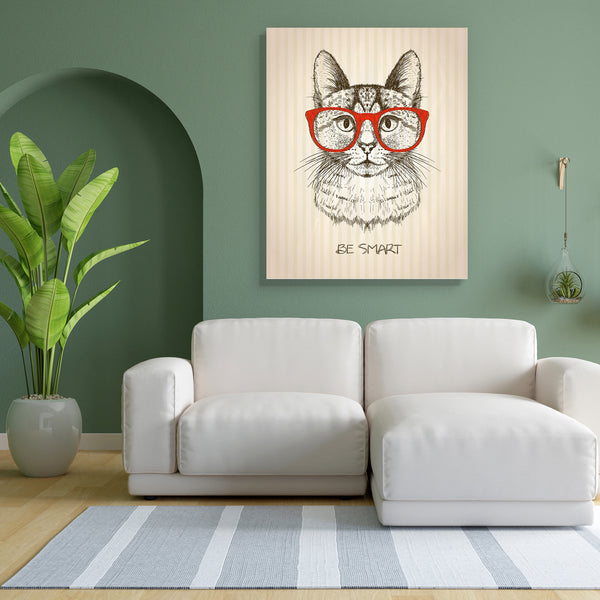 Hipster Cat With Glasses Canvas Painting Synthetic Frame-Paintings MDF Framing-AFF_FR-IC 5005472 IC 5005472, Ancient, Animals, Animated Cartoons, Art and Paintings, Calligraphy, Caricature, Cartoons, Comedy, Digital, Digital Art, Drawing, Fashion, Graphic, Hipster, Historical, Humor, Humour, Illustrations, Individuals, Medieval, Pets, Portraits, Quotes, Retro, Sketches, Text, Vintage, cat, with, glasses, canvas, painting, for, bedroom, living, room, engineered, wood, frame, funny, cats, cartoon, quote, vect