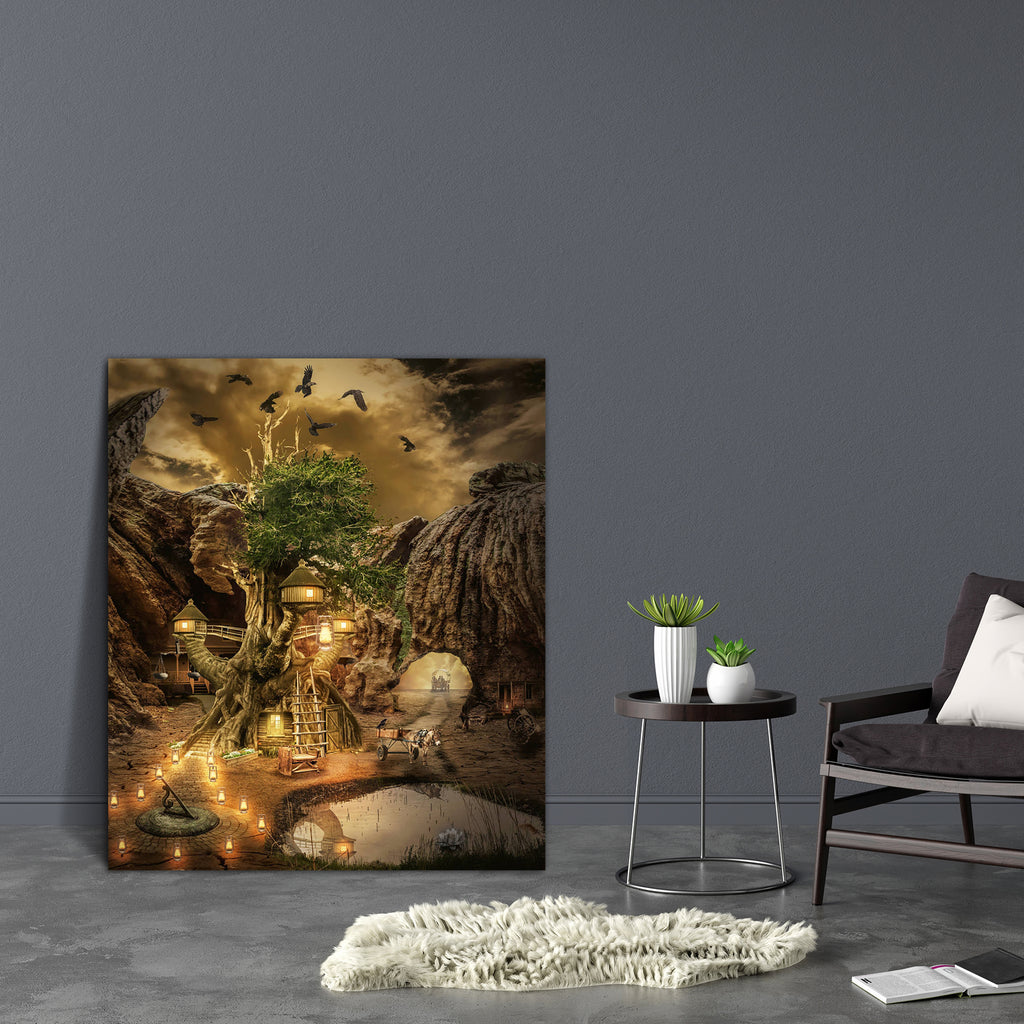 Fairy House In A Gated City Canvas Painting Synthetic Frame-Paintings MDF Framing-AFF_FR-IC 5005489 IC 5005489, Art and Paintings, Birds, Circle, Cities, City Views, Collages, Fantasy, Futurism, Illustrations, Space, Sunsets, fairy, house, in, a, gated, city, canvas, painting, synthetic, frame, adoption, anxiety, building, carriage, cart, concealed, confidential, crows, donkey, door, dream, dusk, evening, experience, feelings, fly, future, hidden, illusion, illustration, inaccessible, knowledge, lake, lamp,