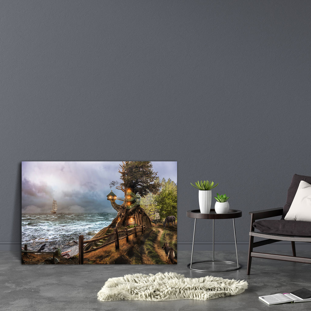 Lighthouse On A High Sea Coast Canvas Painting Synthetic Frame-Paintings MDF Framing-AFF_FR-IC 5005491 IC 5005491, Collages, Fantasy, Futurism, Illustrations, Mountains, Science Fiction, Space, Wooden, lighthouse, on, a, high, sea, coast, canvas, painting, synthetic, frame, adoption, appliances, branches, building, cliff, clouds, descent, dog, dream, experience, feelings, fence, fiction, future, ghost, grass, hill, horse, household, illusion, illustration, knowledge, lights, mystery, past, philosophy, prese