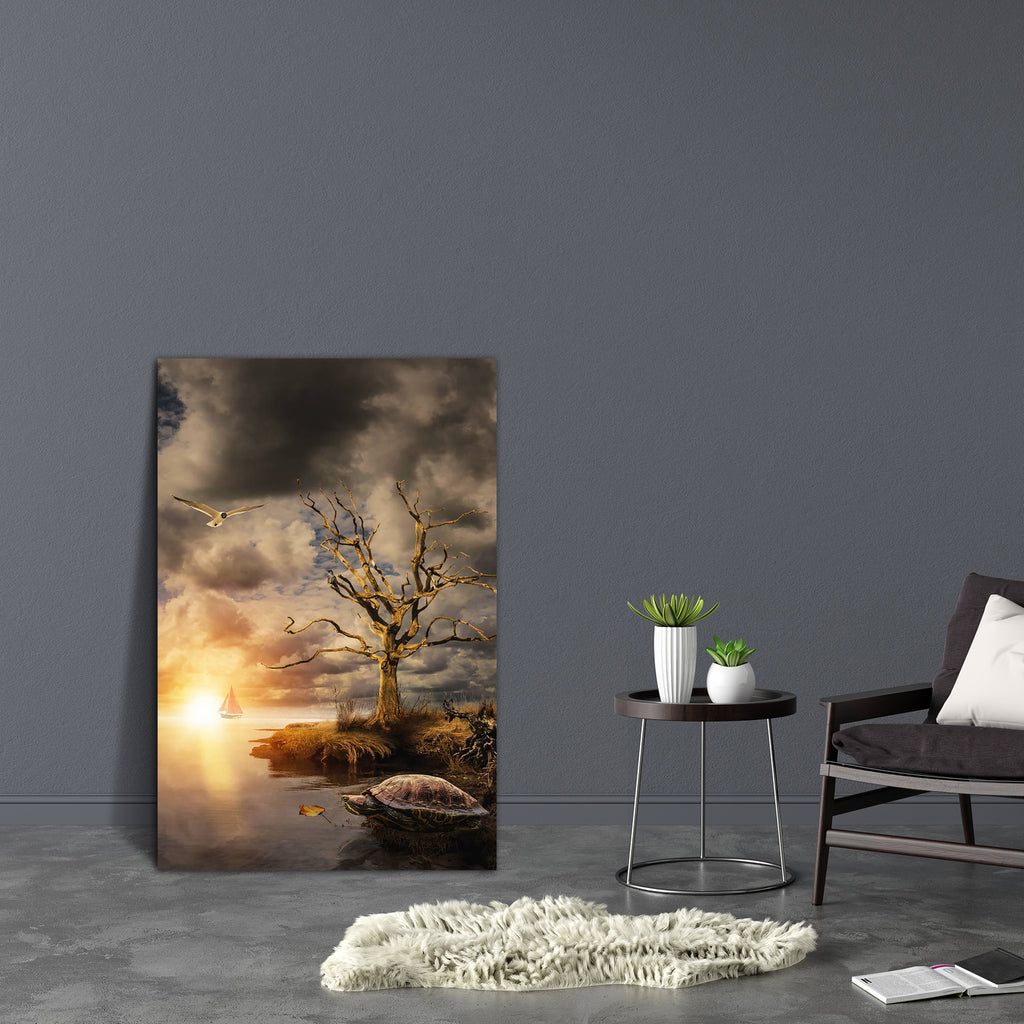 Old Turtle On The Shore Canvas Painting Synthetic Frame-Paintings MDF Framing-AFF_FR-IC 5005492 IC 5005492, Collages, Fantasy, Futurism, Illustrations, Marble and Stone, Science Fiction, Space, Sunsets, old, turtle, on, the, shore, canvas, painting, synthetic, frame, adoption, anticipation, autumn, collage, contemplation, dream, dry, experience, feelings, fiction, flight, future, ghost, grass, illusion, illustration, knowledge, lake, leaf, manipulation, mystery, past, philosophy, pond, present, psychology, 