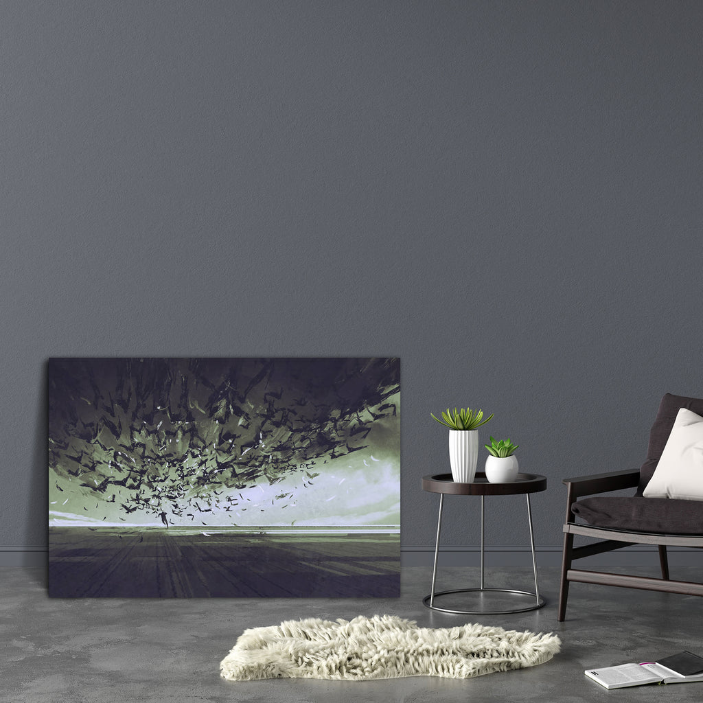 Man Running Away From Flock Of Birds Canvas Painting Synthetic Frame-Paintings MDF Framing-AFF_FR-IC 5005501 IC 5005501, Art and Paintings, Birds, Illustrations, Paintings, Signs, Signs and Symbols, Watercolour, man, running, away, from, flock, of, canvas, painting, synthetic, frame, crow, fear, crows, ravens, raven, acrylic, afraid, art, artistic, artwork, attack, beautiful, bird, color, concept, dark, design, escape, fast, illustration, oil, runaway, scared, speed, stress, style, vivid, wallpaper, waterco