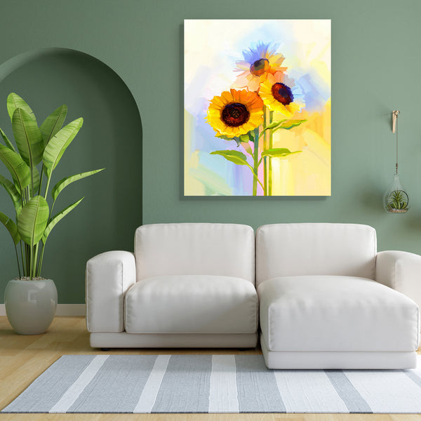 Yellow Sunflowers Canvas Painting Synthetic Frame-Paintings MDF Framing-AFF_FR-IC 5005512 IC 5005512, Abstract Expressionism, Abstracts, Art and Paintings, Botanical, Floral, Flowers, Illustrations, Modern Art, Nature, Paintings, Scenic, Semi Abstract, Still Life, yellow, sunflowers, canvas, painting, for, bedroom, living, room, engineered, wood, frame, sunflower, acrylic, still, life, abstract, art, artistic, artwork, background, bloom, blossom, blur, bouquet, bright, brush, card, close, closeup, color, co