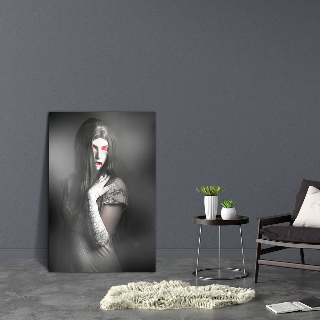 Vampire Woman Canvas Painting Synthetic Frame-Paintings MDF Framing-AFF_FR-IC 5005537 IC 5005537, Ancient, Art and Paintings, Black, Black and White, Fantasy, Fine Art Reprint, Gothic, Historical, Holidays, Individuals, Medieval, Portraits, Signs, Signs and Symbols, Vintage, vampire, woman, canvas, painting, synthetic, frame, dark, fine, art, portrait, beautiful, long, grey, hair, standing, fog, cover, cemetery, twilight, nightmare, halloween, evil, zombie, female, vampires, mouth, horror, eyes, background,