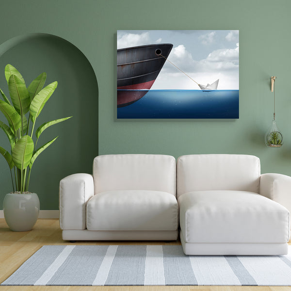 Boat Pulling A Huge Metal Ship Canvas Painting Synthetic Frame-Paintings MDF Framing-AFF_FR-IC 5005539 IC 5005539, Boats, Business, Conceptual, Inspirational, Motivation, Motivational, Nautical, Signs and Symbols, Surrealism, Symbols, Metallic, boat, pulling, a, huge, metal, ship, canvas, painting, for, bedroom, living, room, engineered, wood, frame, concept, success, performance, concepts, power, paper, effort, belief, achieve, amazing, capable, cargo, control, determination, energy, haul, impressive, incr