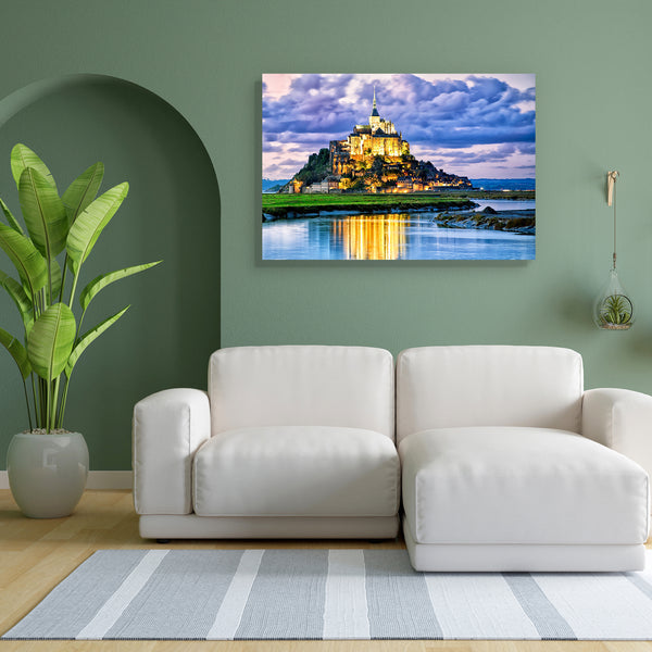 Mont Saint Michel France Canvas Painting Synthetic Frame-Paintings MDF Framing-AFF_FR-IC 5005546 IC 5005546, Ancient, Architecture, Cities, City Views, French, Gothic, Historical, Medieval, Religion, Religious, Sunsets, Vintage, mont, saint, michel, france, canvas, painting, for, bedroom, living, room, engineered, wood, frame, normandy, abbey, blue, bretagne, brittany, castle, cathedral, church, city, destination, europe, european, famous, fort, fortification, fortress, god, historic, history, michael, mona
