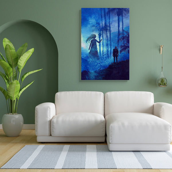 Man & Ghost In Mysterious Forest Canvas Painting Synthetic Frame-Paintings MDF Framing-AFF_FR-IC 5005558 IC 5005558, Art and Paintings, Illustrations, Landscapes, Paintings, Scenic, Watercolour, Wooden, man, ghost, in, mysterious, forest, canvas, painting, for, bedroom, living, room, engineered, wood, frame, acrylic, art, artistic, artwork, blue, color, concept, creepy, dark, encounter, haunted, horror, illustration, landscape, light, mystery, night, nightmare, oil, scary, style, tree, vivid, wallpaper, wat