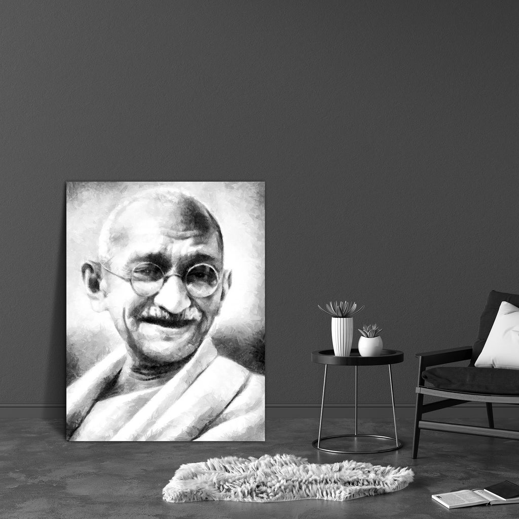 Mahatma Gandhi Portrait D1 Canvas Painting Synthetic Frame-Paintings MDF Framing-AFF_FR-IC 5005560 IC 5005560, Ancient, Black, Black and White, Celebrities, Countries, Culture, Digital, Digital Art, Drawing, Ethnic, Famous Personalities, Graphic, Historical, Icons, Illustrations, Indian, Individuals, Inspirational, Medieval, Motivation, Motivational, People, Personalities, Popular People, Portraits, Signs, Signs and Symbols, Symbols, Traditional, Tribal, Vintage, White, World Culture, mahatma, gandhi, portr