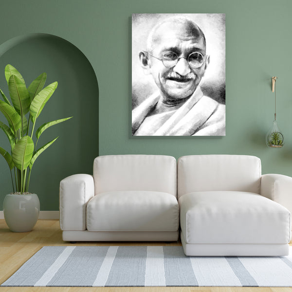 Mahatma Gandhi Portrait D1 Canvas Painting Synthetic Frame-Paintings MDF Framing-AFF_FR-IC 5005560 IC 5005560, Ancient, Black, Black and White, Celebrities, Countries, Culture, Digital, Digital Art, Drawing, Ethnic, Famous Personalities, Graphic, Historical, Icons, Illustrations, Indian, Individuals, Inspirational, Medieval, Motivation, Motivational, People, Personalities, Popular People, Portraits, Signs, Signs and Symbols, Symbols, Traditional, Tribal, Vintage, White, World Culture, mahatma, gandhi, portr
