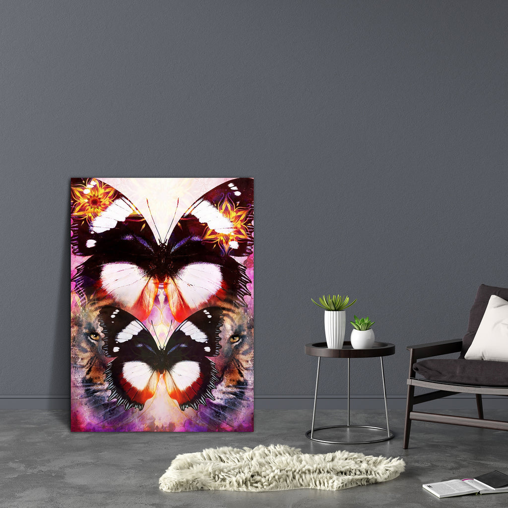 Tiger & Butterfly Canvas Painting Synthetic Frame-Paintings MDF Framing-AFF_FR-IC 5005565 IC 5005565, Abstract Expressionism, Abstracts, Animals, Art and Paintings, Black, Black and White, Botanical, Decorative, Digital, Digital Art, Drawing, Floral, Flowers, Graphic, Illustrations, Indian, Individuals, Mandala, Nature, Paintings, Patterns, Portraits, Semi Abstract, Spiritual, White, Wildlife, tiger, butterfly, canvas, painting, synthetic, frame, abstract, adorable, animal, art, background, beautiful, body,