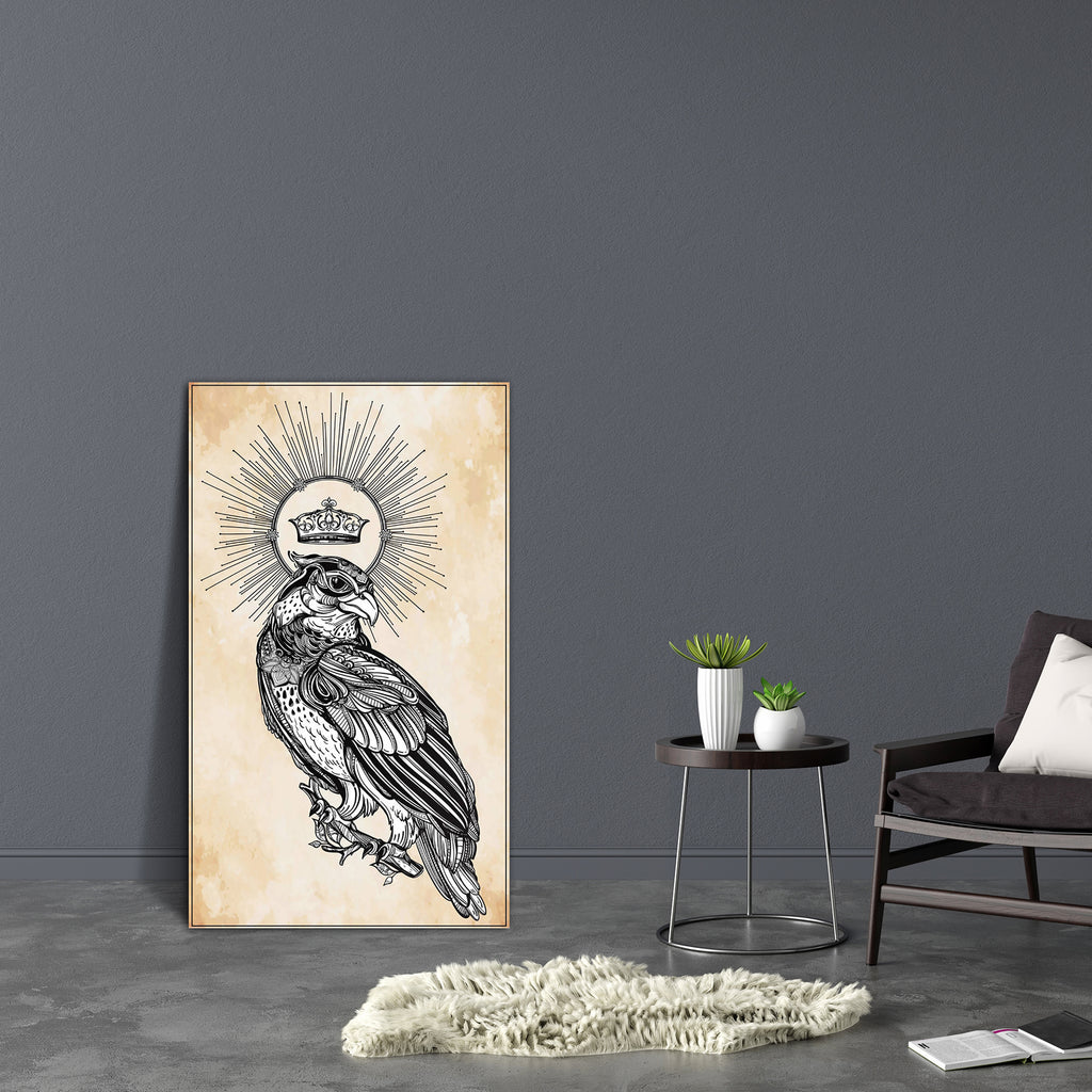 Bird Of Prey With A Shiny Crown Canvas Painting Synthetic Frame-Paintings MDF Framing-AFF_FR-IC 5005593 IC 5005593, Birds, Culture, Ethnic, Illustrations, Nature, Retro, Scenic, Traditional, Tribal, World Culture, bird, of, prey, with, a, shiny, crown, canvas, painting, synthetic, frame, detailed, hand, drawn, vector, illustration, isolated, objects, tattoo, outline, banner, invitation, card, t-shirt, bag, postcard, poster, artzfolio, wall decor for living room, wall frames for living room, frames for livin