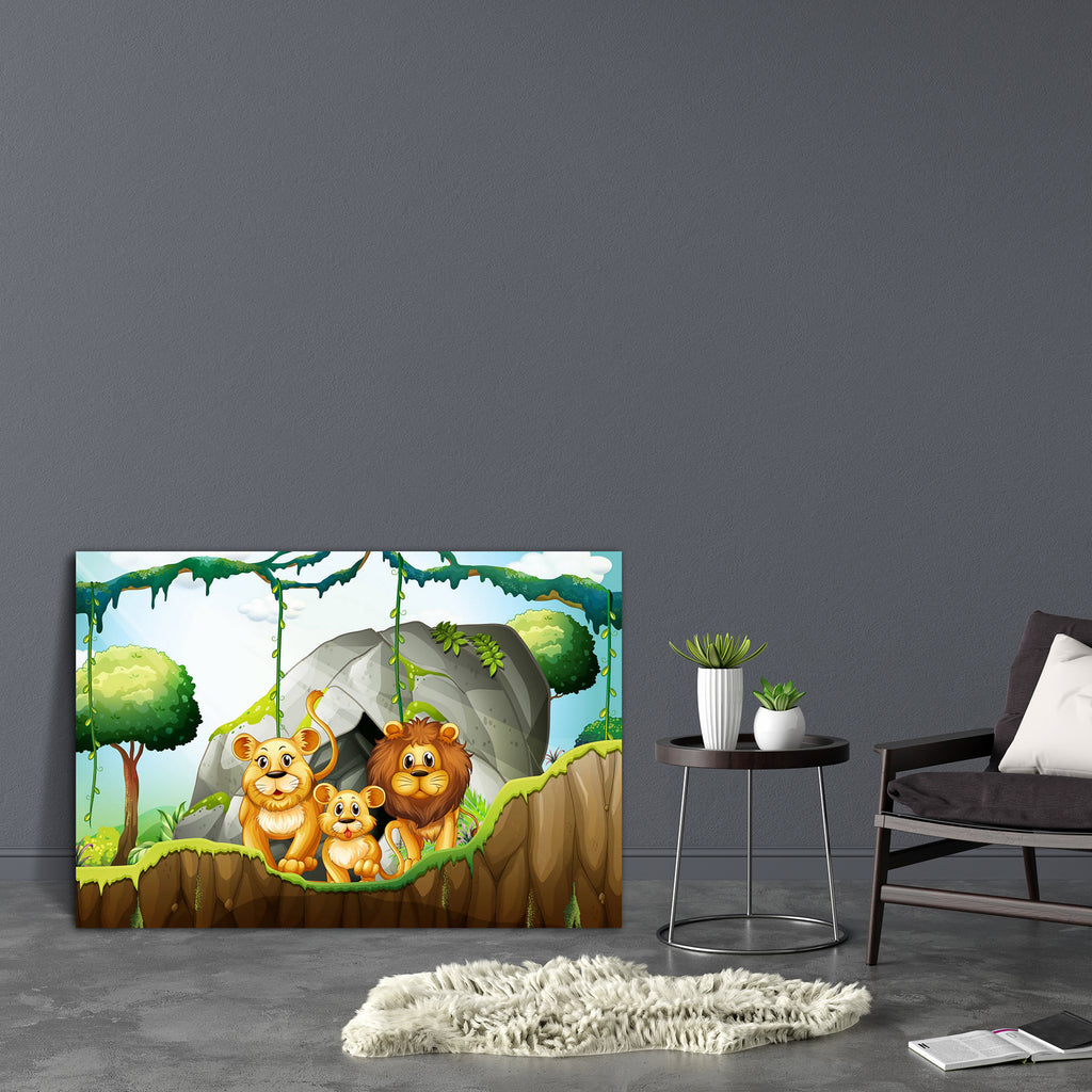 Lion Family Canvas Painting Synthetic Frame-Paintings MDF Framing-AFF_FR-IC 5005597 IC 5005597, Animals, Animated Cartoons, Art and Paintings, Caricature, Cartoons, Digital, Digital Art, Drawing, Family, Graphic, Illustrations, Nature, Scenic, Tropical, Wildlife, Wooden, lion, canvas, painting, synthetic, frame, carnivorous, zoo, jungle, wild, cartoon, animal, art, background, cave, characters, clip, clipart, creature, cub, cute, exotic, forest, fur, hunter, illustration, image, lioness, living, mammal, pic
