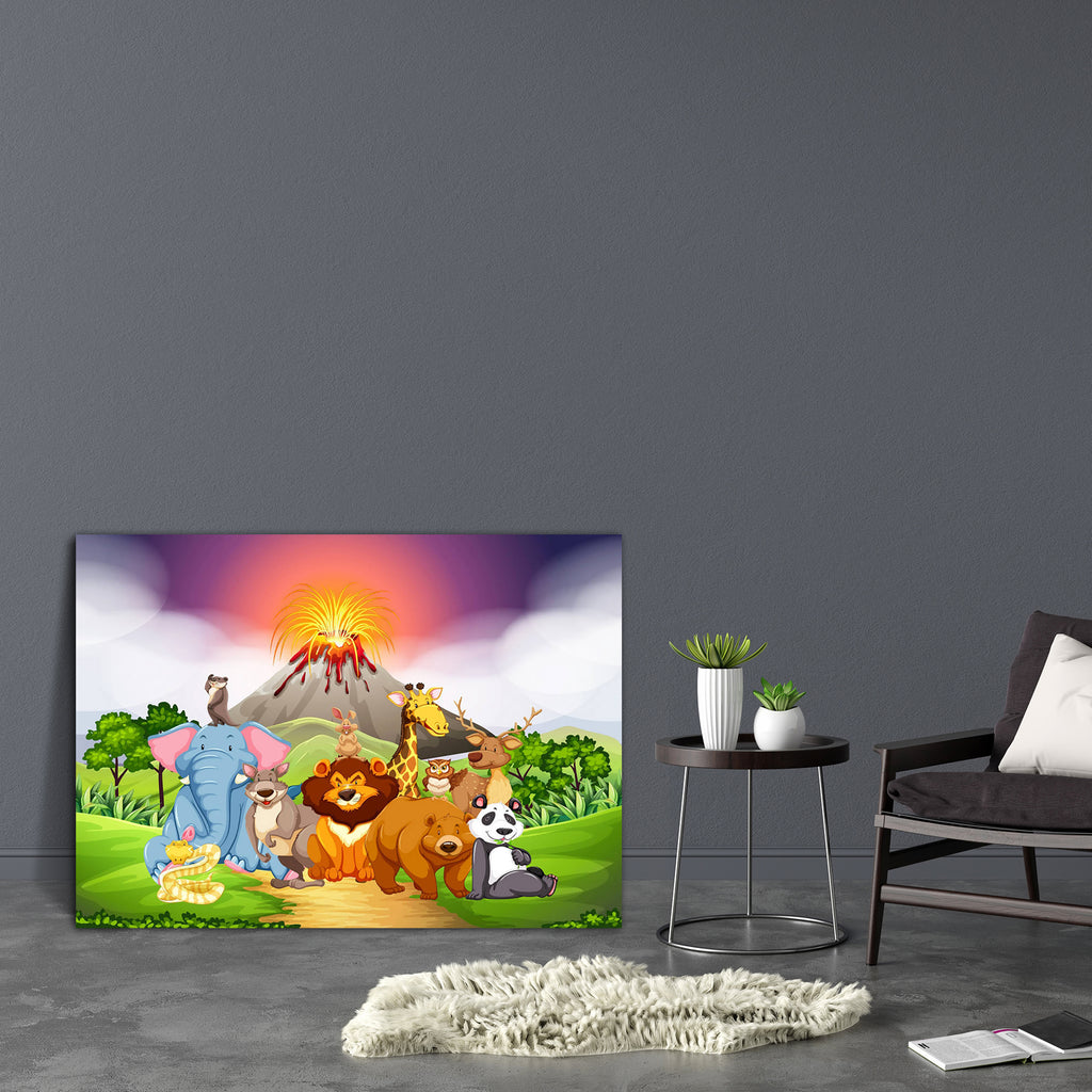 Wild Animals With Volcano Canvas Painting Synthetic Frame-Paintings MDF Framing-AFF_FR-IC 5005598 IC 5005598, Animals, Animated Cartoons, Art and Paintings, Caricature, Cartoons, Digital, Digital Art, Drawing, Graphic, Illustrations, Landscapes, Nature, Scenic, Signs, Signs and Symbols, Tropical, Wildlife, wild, with, volcano, canvas, painting, synthetic, frame, animal, art, background, bear, beaver, carnivorous, cartoon, clip, clipart, creature, deer, design, elephant, exotic, field, forest, giraffe, graph