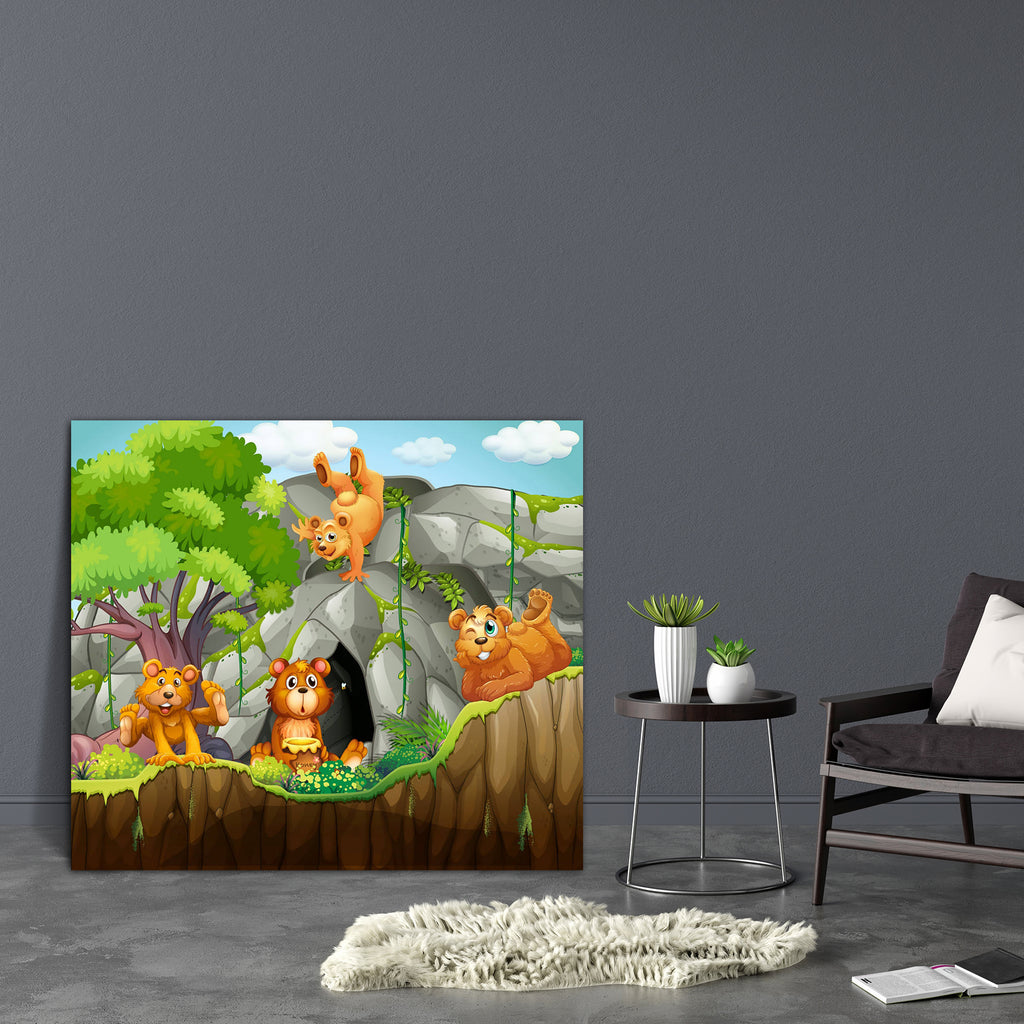Four Bears Canvas Painting Synthetic Frame-Paintings MDF Framing-AFF_FR-IC 5005604 IC 5005604, Animals, Art and Paintings, Digital, Digital Art, Drawing, Graphic, Illustrations, Nature, Scenic, Tropical, Wildlife, four, bears, canvas, painting, synthetic, frame, animal, art, background, carnivorous, cave, character, cliff, clip, clipart, creature, cute, endangered, exotic, forest, grizzly, honey, illustration, image, jungle, living, mammal, picture, safari, tree, wild, zoo, artzfolio, wall decor for living 