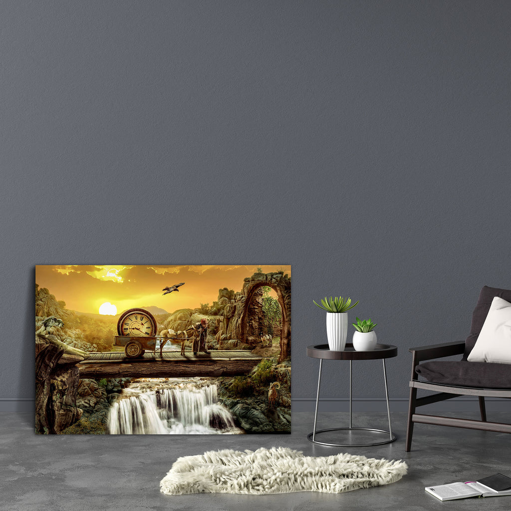Time Bridge Concept Canvas Painting Synthetic Frame-Paintings MDF Framing-AFF_FR-IC 5005607 IC 5005607, Animals, Art and Paintings, Birds, Fantasy, Futurism, Mountains, Science Fiction, Space, Sunsets, time, bridge, concept, canvas, painting, synthetic, frame, achieve, age, cart, clock, clouds, dog, donkey, dream, eagle, end, experience, fast, feelings, fiction, flow, fly, future, gates, goal, goat, illusion, life, load, mountain, mystery, old, past, philosophy, present, psychology, return, river, road, roc