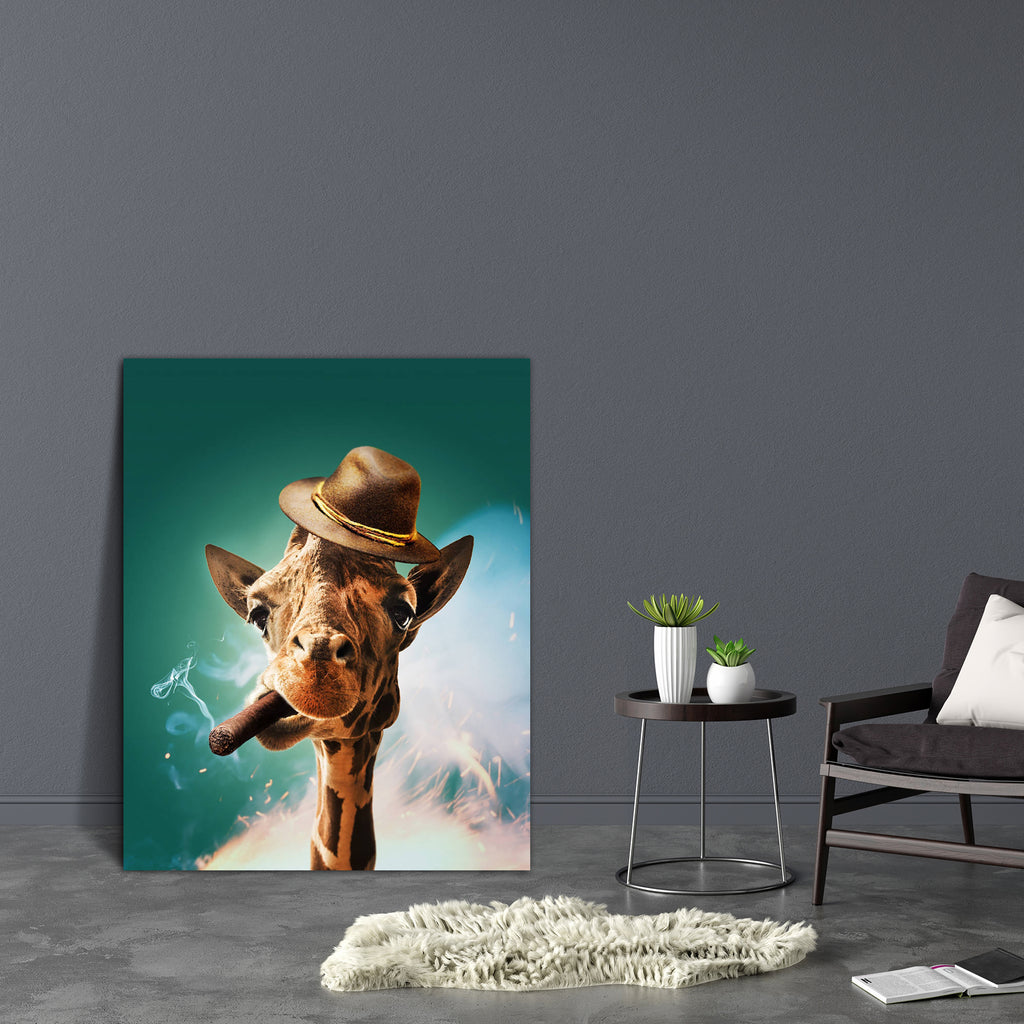 Giraffe With Cigar & Hat, African, Animals, Business, Comedy, Fashion, Hipster, Humor, Humour, Nature, Scenic, art, bed, big, canvas, colour, decor, dining, framed, framing, hanging, house, item, landscape, large, living, modern, mural, office, painting, panting, poster, print, room, scenery, size, vastu, wall, , , , 