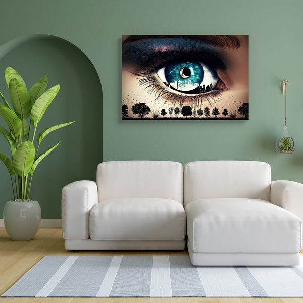 Blue Woman Eye Looking At Nature Canvas Painting Synthetic Frame-Paintings MDF Framing-AFF_FR-IC 5005613 IC 5005613, Abstract Expressionism, Abstracts, Birds, Black and White, Cities, City Views, Illustrations, Nature, Rural, Scenic, Semi Abstract, Stars, Urban, White, blue, woman, eye, looking, at, canvas, painting, for, bedroom, living, room, engineered, wood, frame, eyes, new, moon, face, silhouette, abstract, attractive, beautiful, beauty, bright, city, closeup, cosmetic, cosmic, emotion, eyeball, eyebr