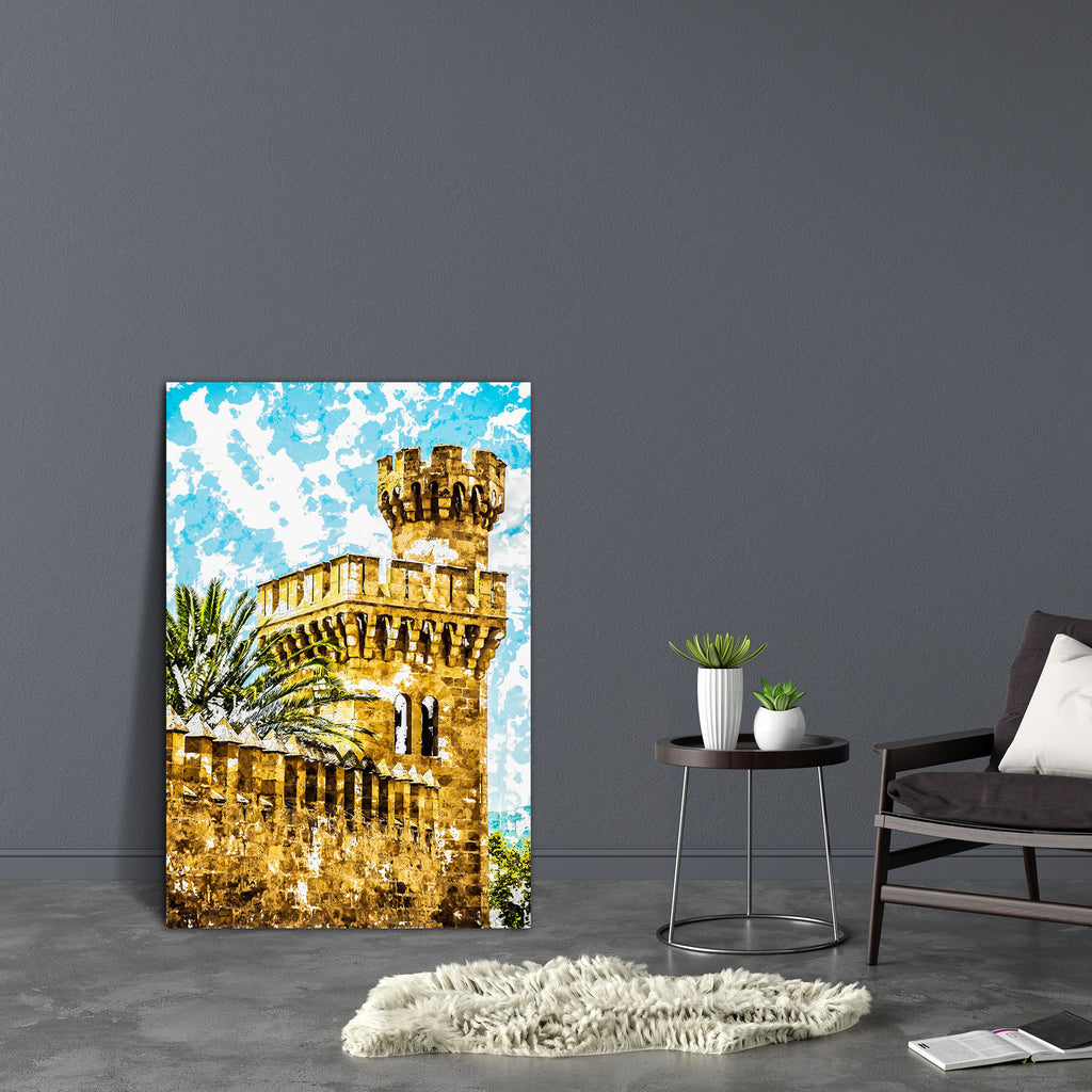 Almudaina Palace In Palma De Mallorca, Spain Canvas Painting Synthetic Frame-Paintings MDF Framing-AFF_FR-IC 5005660 IC 5005660, Ancient, Architecture, Automobiles, Boats, Cities, City Views, Holidays, Landmarks, Landscapes, Medieval, Modern Art, Nature, Nautical, People, Places, Scenic, Spanish, Transportation, Travel, Tropical, Vehicles, Vintage, almudaina, palace, in, palma, de, mallorca, spain, canvas, painting, synthetic, frame, balearic, beach, beautiful, blue, boat, city, coast, cruise, gulf, harbor,